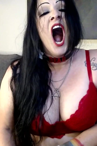 MILF Tired Yawning in Hot Red Lace Bra