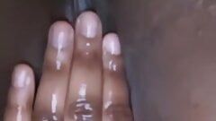 ebony teen playing with creamy pussy