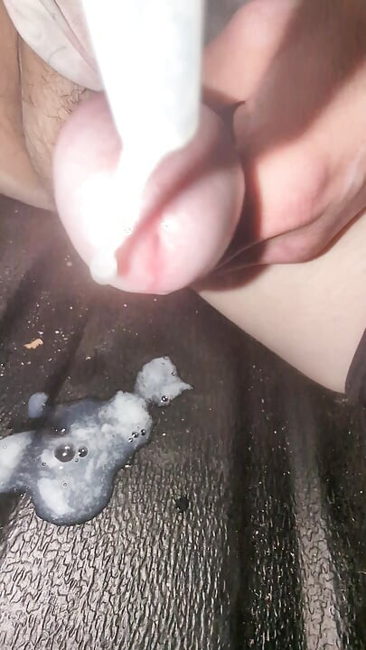Cum in plastic tube and let It all drip out