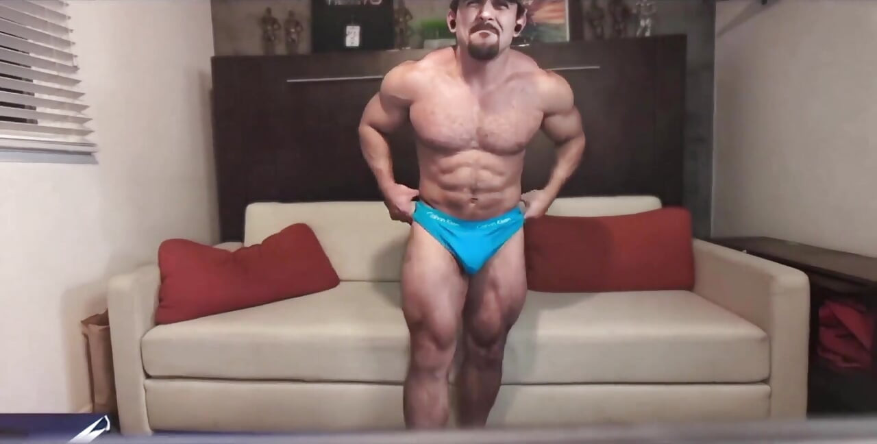 Straight Bodybuilder Shows off by Flexing and Posing Huge Muscular Body