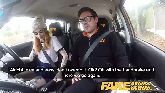 Fake Driving School Slim hot redhead minx fucks better