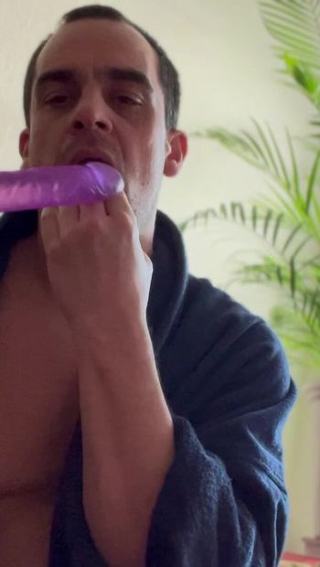 Dildo spontaneously pressed into my mouth, because my cock was already completely sore...