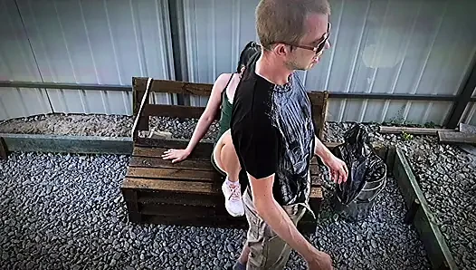 Hardcore public sex outdoors: a couple in the park