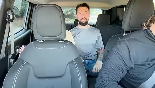 Couple Fucks in Uber Car During Traffic - Redhead Swallows Cum and Lets It Drip Out of Mouth