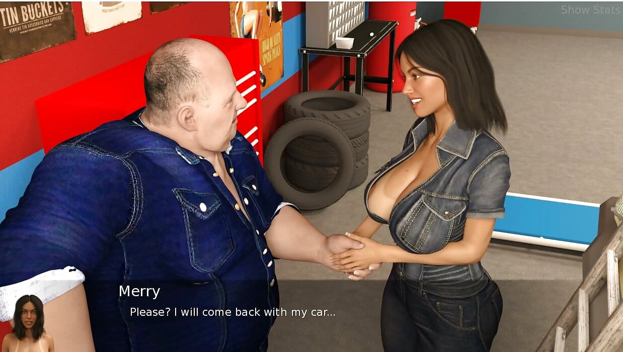 Project Hotwife - Gameplay - Roleplay - ไม่มีเซ็กส์ - แค่ยั่ว - Merry สวมชุดช่างซ่อมรถและยั่วช่างซ่อม