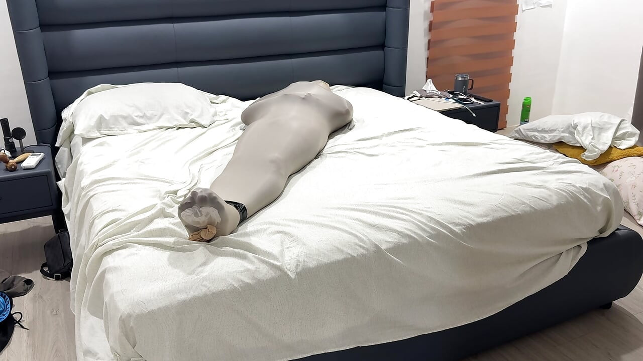 Mummified in Pantyhose Cocoon Vulnerable Encased Inside Nylon