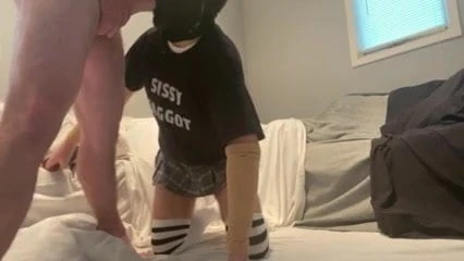 Faggot's throat getting plowed by his straight alpha dom
