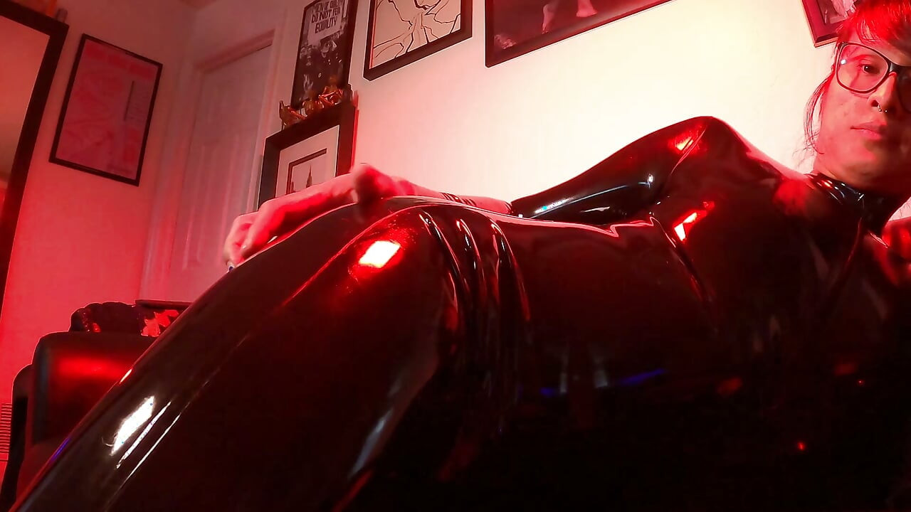 Playing in my latex catsuit