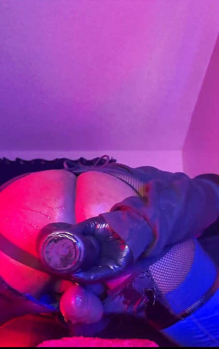 Bottom Destroys Hole Riding Mr. Hankey Dildo