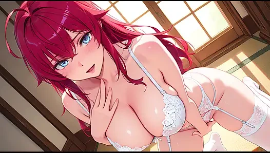 Rias Gremory meets her husband after work. Rias Gremory hentai cosplay