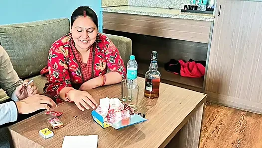 Indian couple intimate in hotel room