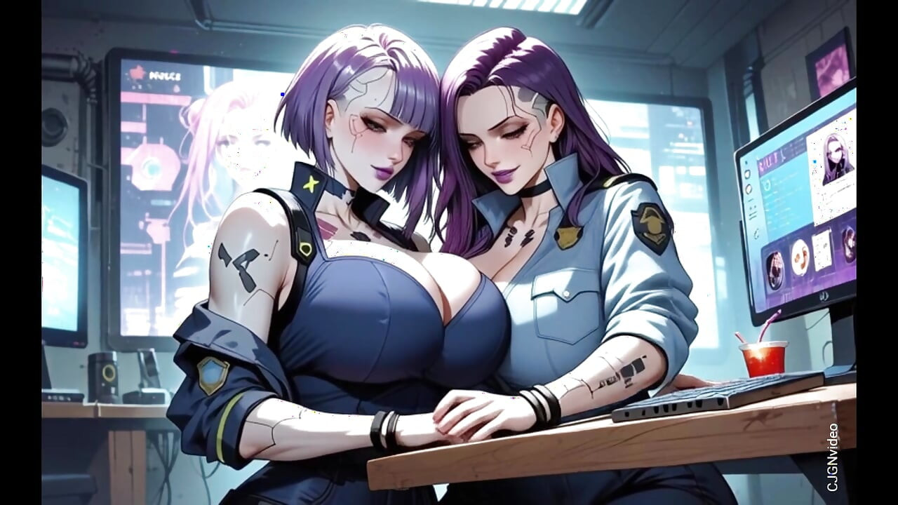 Cyberpunk police officer women undress (Ai animation)