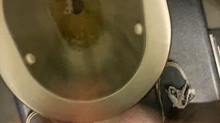 German Teen jerk off and piss on train
