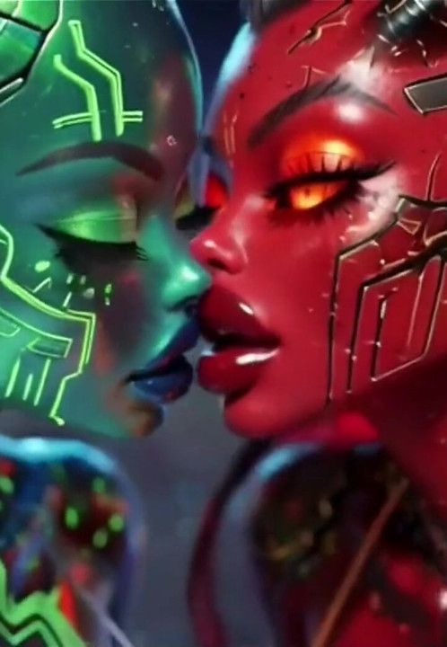 Beautiful Aliens Kiss on Nice Music, Ai Animation