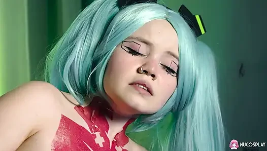 Sexy slutty teen Rebecca Nixon has fun with a sex toy.