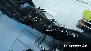 Solo 1: Showcasing Studio, Black Latex Catsuit, and Huge Red Cobra Strap-on