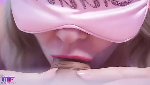 Sanfte ASMR blowjob-nahaufnahme sperma im mund