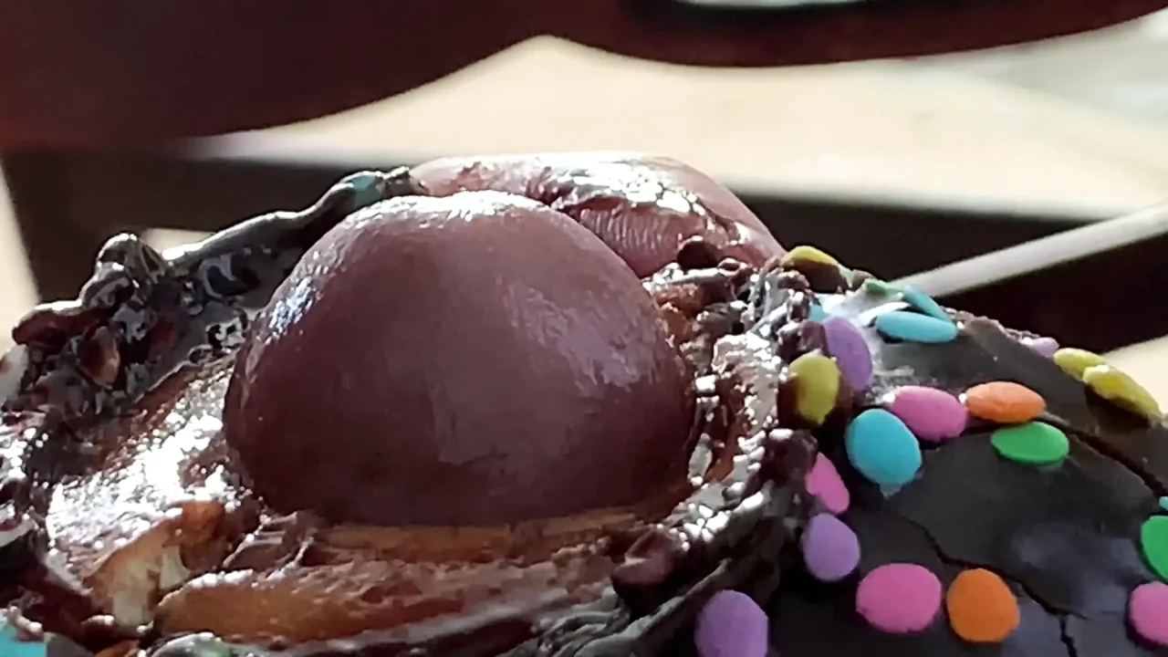 Eating Black chocolate Cock cum covered donut & sprinkles
