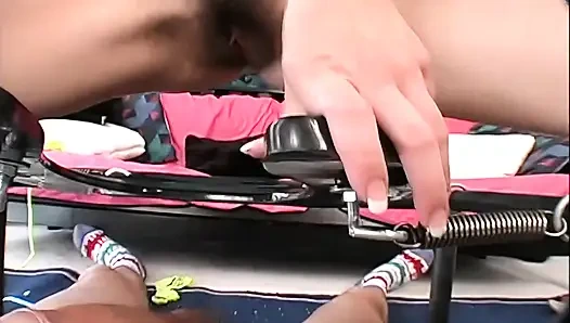 Horny hairy cutie petite gets cum on her hairy snatch