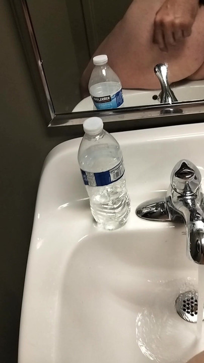 Public bathroom gave myself enema with the hose from the back of the toilet and squirted in the sink
