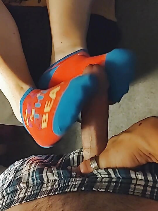 Hot Little Footjob - Pink & Blue Ankle Socks Sockjob - Cum On Socks