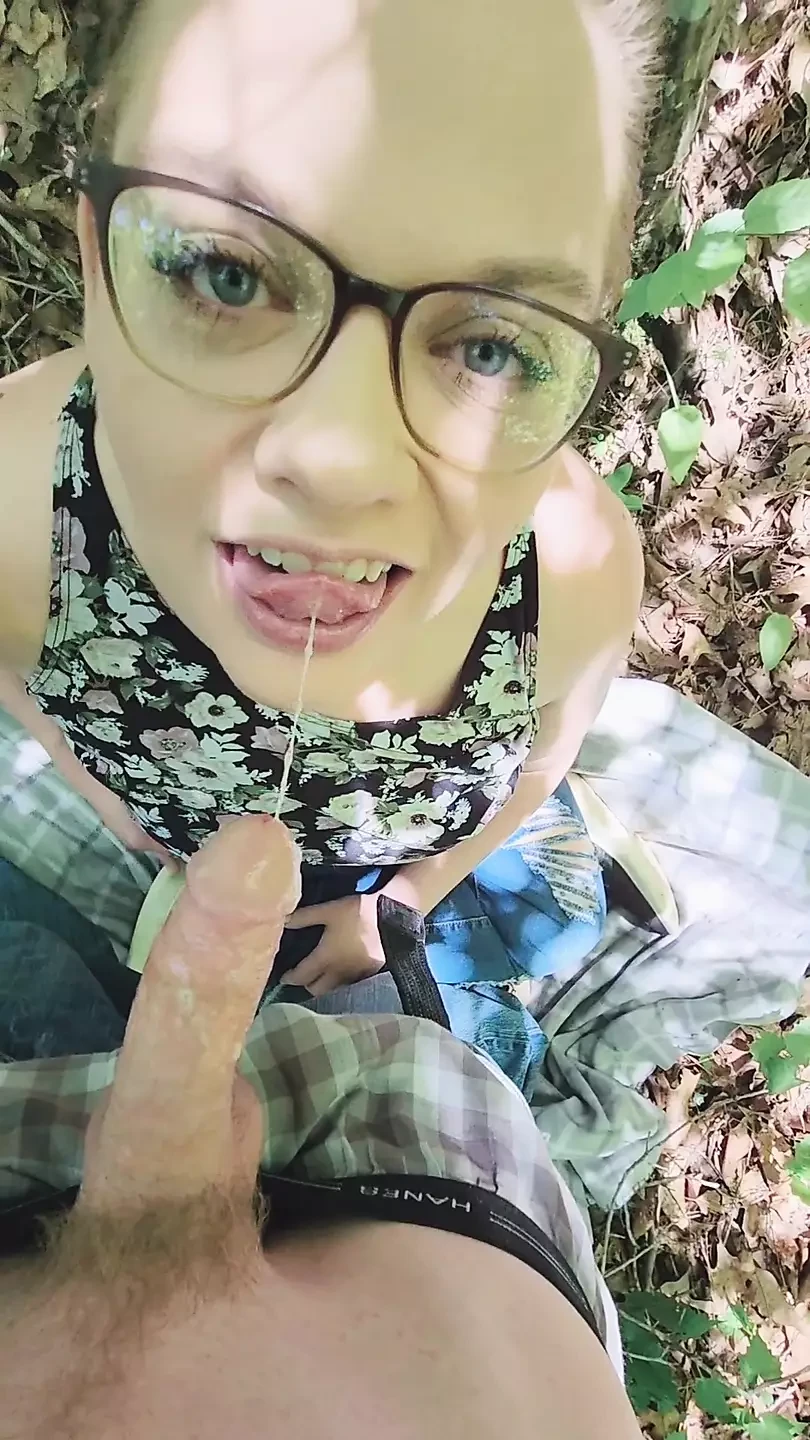 Bbw sloppy throat goat out in the wild public blowjob