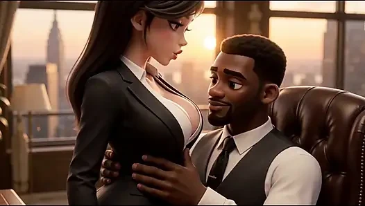 After Hours With the Boss , The secretary Came for the Job. He Came in Her Mouth.