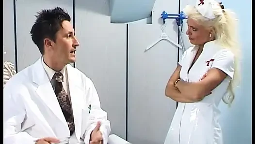 Pretty German nurse gets a facial after hot klinik sex