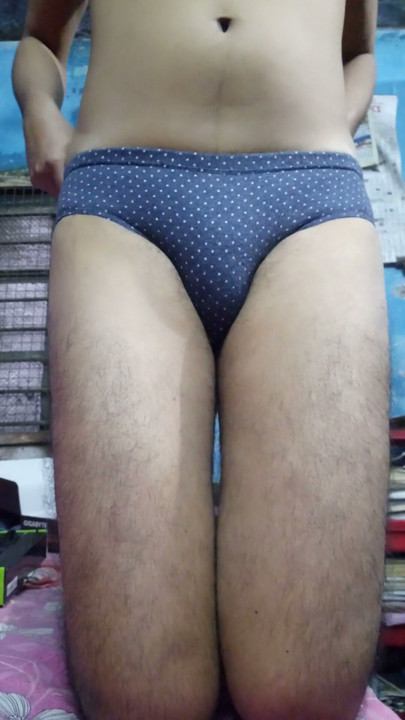 Indian teen boy wearing blue 💙 bra and dotted panty | Clip 1