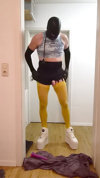 )0s Style outfit and anal dildo fuck