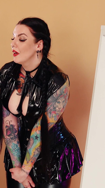 Captivating moment from "backstage - behind the scenes - teacher and student roleplay - lesbians in fetish PVC pussy and"