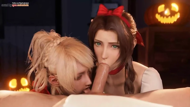 Luna и Aerith сосут большой хуй в Хэллоуин - Звуковая версия