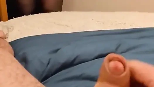 A Voyeuristic Stepmother in Tights Jerks off a Young Man and Receives His Sperm in Her Mouth.