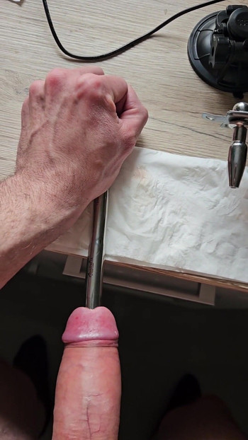 Thrilling moment from "extreme cocksounding and urethra stretch with machine Part 2"