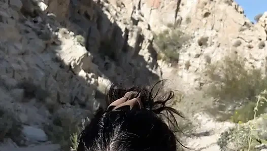 OUTDOOR blowjob while hiking in the desert - AMATEUR WMAF - Cum in Mouth PUBLIC BJ Swallow