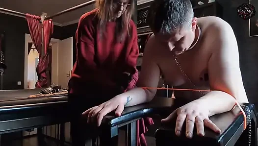 Domlady Mia - Punishment of Terror for the Slave - Whipped on the Cross and the Penalty Buck - Part 2