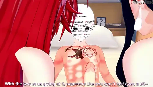 Akeno dan rias ngasih aku kejutan untuk nyepong dua kontol - dxd ntr madness series