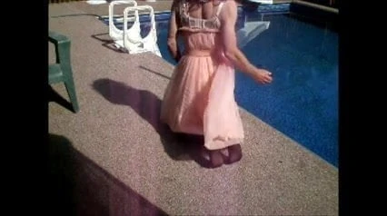 Cumming by the Pool in my Nightie