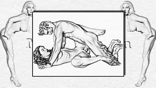 Lukisan erotik Marc Blanton - nymphs dan satyr