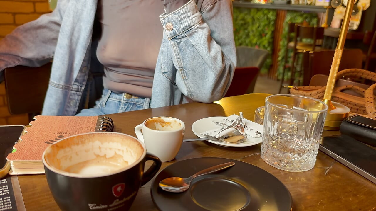 Completely exposing my boobs and nipples in a sheer blouse in a public place