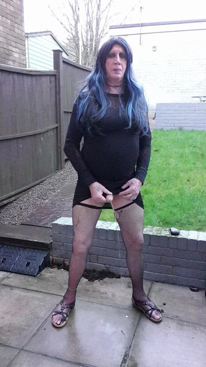 Goth Gurl Urinating On Patio