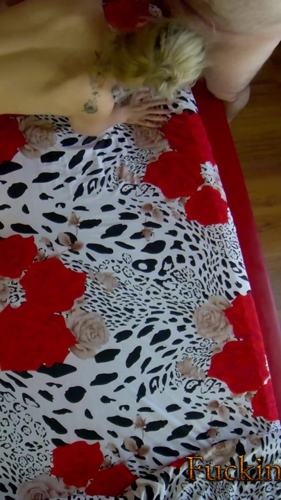 Slutty blonde fucked rough in the bedroom (shot from above secret cammera style)