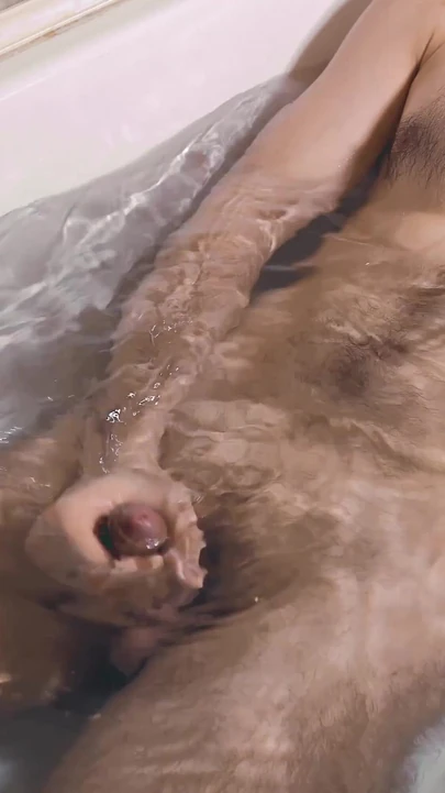 Memorable moment from "A young guy jerks off in the bath and if he holds back his moans during orgasm."