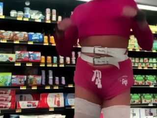 Top corto de puta pública de Walmart, pantalones cortos de culo, mejillas de culo, tanga