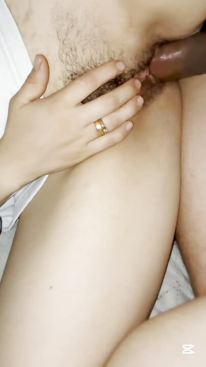 Closeup side fuck with inside cumshot, pink pussy with pubic hair