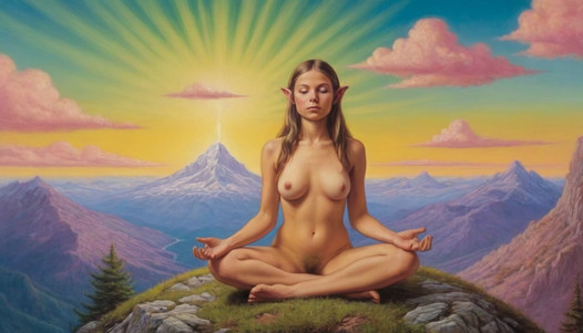 33 fotos desnudas de chicas elfos meditando en la montaña