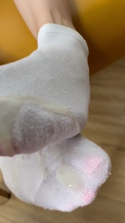 The girl went to collage in spite of her 💦 cummy white socks | Clip 2
