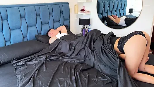 Facefuck! My friend's girlfriend finds my cock hard and lends me her mouth so I can fuck her until I cum