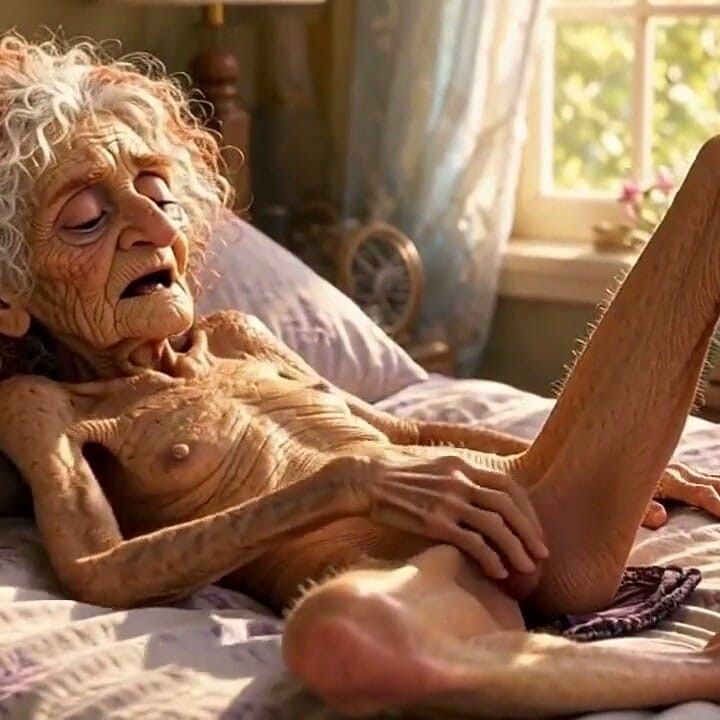 90 Year Old Woman Masturbates Her Wrinkled Ugly Pussy
