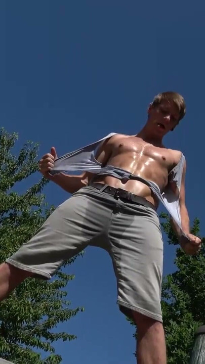 Fit Twink Outdoor Pull-ups and Cock Tease | Clip 1